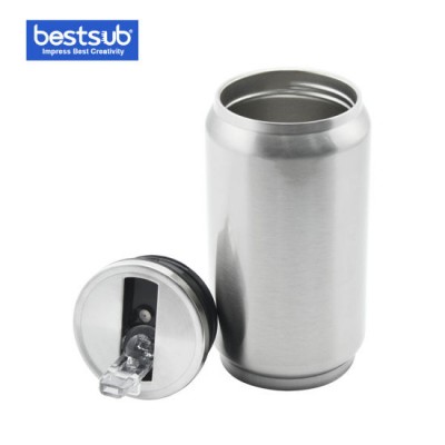 12oz Stainless Steel Coke Can with Straw (Silver)